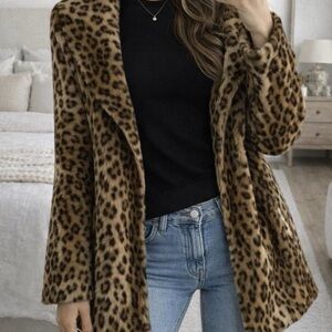 INC International Concepts Animal Print Teddy Jacket